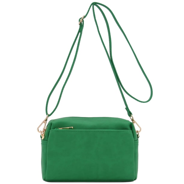 Bandolera FashionPuzzle con triple cremallera, talla pequeña, Kelly Green