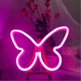 thumbnail image 3 of Luz de neón de mariposa, luz de neón rosa, señal de neón, luz de neón para pared, usb o luz de noche de mariposa con batería, compatible con niñas, dormitorio, letrero de neón LED, cigarro de neón Afortunado Sencillez, 3 of 5