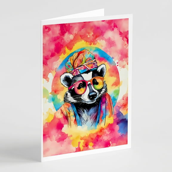 Hippie Animal Badger Greeting Cards Pack of 8 7 in x 5 in