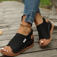 thumbnail image 5 of KEVCHE Strappy Wedge Sandals for Women, Dressy Summer Ankle Strap Open Toe Arch Support Sandals, Casual Comfortable Vacation Shoes, Plus Size Buttoned Peep Toe Sandals, 5 of 6