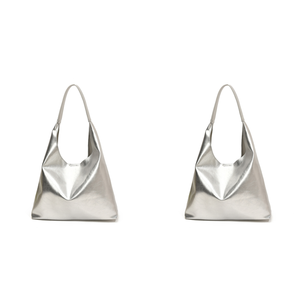 Bolso Mano Cuero PU Hombro Diseñador Suave Hobo para Mujer (Plata)