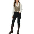 thumbnail image 2 of INSPIRE CHIC Women's Steampunk Vest Suit Racerback Vintage Plaid Waistcoat M Brown, 2 of 5