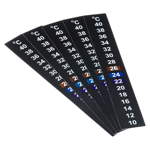 shiyou-Aquarium Thermometer Sticker, 5Pcs Fish Tank Thermometer Stick On Betta Fish Tank Digital Water Temperature Strips Adhesive for Terrarium Tank Brewing Wine, 10-40℃