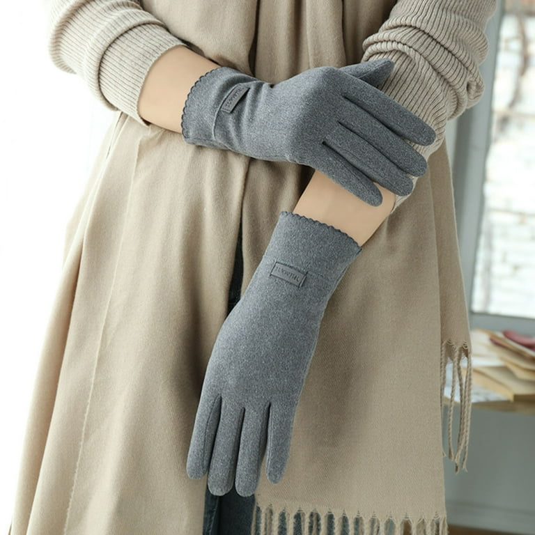 Korean Style 3D Cut Women's Touch Screen Gloves with Fleece