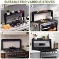 thumbnail image 6 of Wood Spice Rack Shelf for Kitchen Stove, 32.5" Waterproof Heat Insulation Stove Top Shelf, Wooden Countertop Spice Rack Organizer for Electric Stove and Gas Stove, Black, 6 of 7