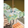 thumbnail image 2 of Outdoor Tablecloth with Umbrella Hole for Patio/Picnic/Party/Camping, Summer Botanical Waterproof Table Cloth Square Cover Washable, Green Tropical Palm Trees Wooden Grey (60"x 60"), 2 of 8