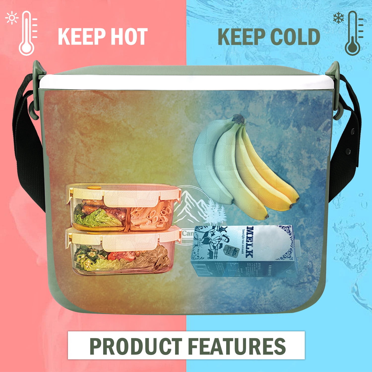 Vivicreate Portable Insulated Cooler Box with Adjustable Shoulder Strap, Small Hard Ice Chest for Camping, Picnic, Beach, Travel, Outdoor Food and Drink Storage