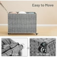 thumbnail image 6 of Laundry Hamper with Wheels, 52.8 Gallon(200L) Rolling Laundry Basket with Lid, 3-Section Rattan Clothes Hamper with 3 Removable Liner & 3 Mesh Bags, Laundry Sorter with Side Pocket, Grey, 6 of 16