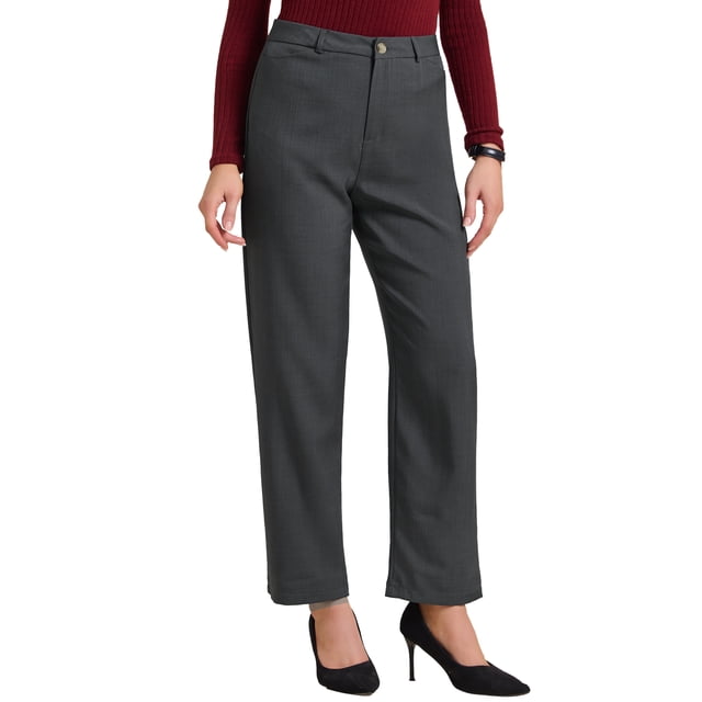 INSPIRE CHIC Pantalones de Trabajo de Cintura Alta para Mujeres, Formales y Casuales, 2XL, Grises