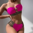 thumbnail image 3 of Efsteb Bikinis Sets for Women Solid Color Strapless Bathing Suit Beach Summer Two Piece Swimsuits High Waist Bikini Swimsuit (Hot Pink,XL), 3 of 6