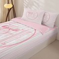 thumbnail image 3 of Manfei Pink Stripes Initial H Zipper Full Size Comforter Sets with Fitted Sheet and 2 Pillowcases for Girls,Chic Floral Bowknot Zipper Bedding Set,4pcs,Pink Reversible, 3 of 6