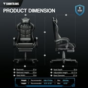 Soontrans Gaming Chair Office Chair, Massage Computer Chair with Adjustable Headrest & Lumbar Support & Footrest, Ergonomic High Back Game Gamer Chair for Adults Kids, Blue