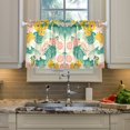 thumbnail image 2 of Yayeee Kitchen Curtains Tier Pair Light Filtering 27"x24" Rod Pocket Short Cafe Window Panel, Floral Wave, 2 of 7
