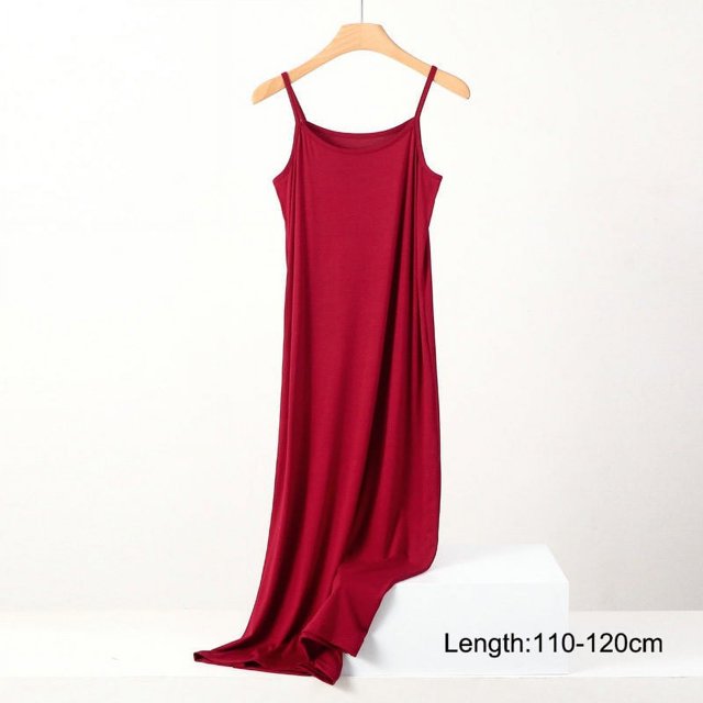 Combinaison Sans Couture en Soie Glacée pour Femmes Été Grande Taille Jupon Sans Manches Combinaison Intérieure Robes en Modal