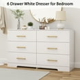 thumbnail image 2 of 6 Drawer Dresser, Modern Dresser for Bedroom with Spacious Countertop, Wood Storage Cabinet for Bedroom, Living Room, Entryway,White, 2 of 7