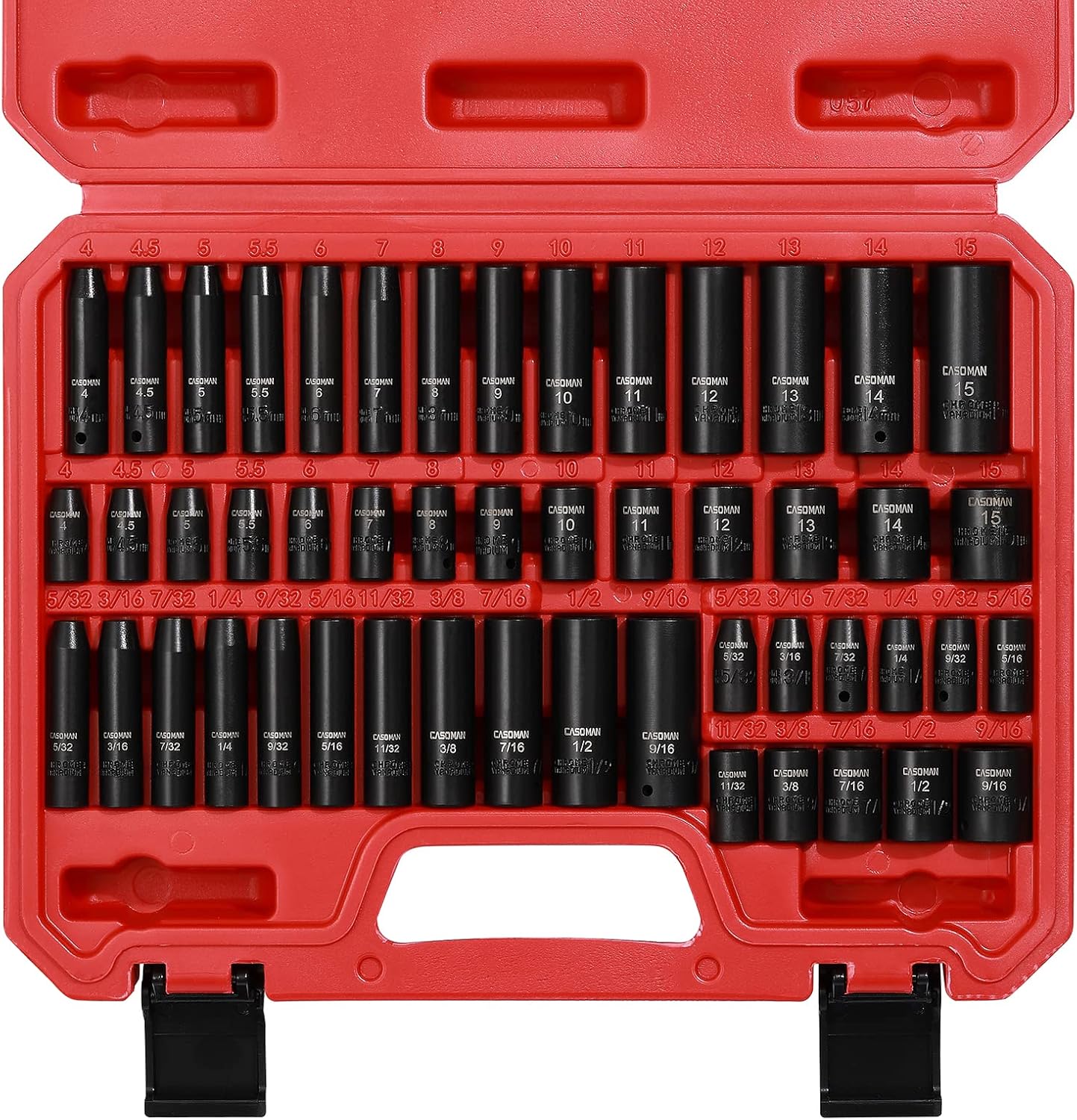 CASOMAN 50-Piece 1/4 Drive Impact Socket Set, SAE/Metric photo 1