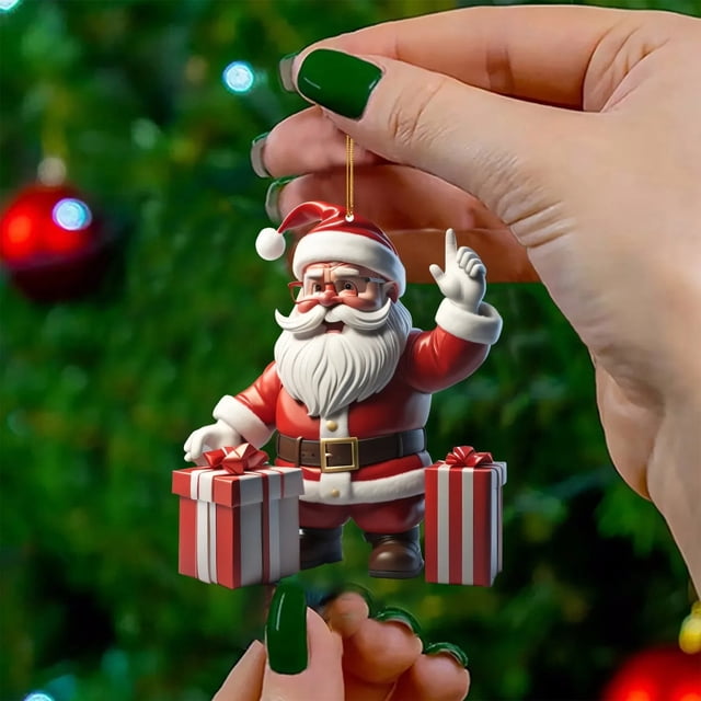 Adorno para Árbol de Navidad 2024 | Colgante Acrílico 2D | Decoración Navideña Duradera y Resistente a La Decoloración | Adorno Navideño Festivo para Decorar El Árbol, El Coche, El Hogar y Las Fiesta