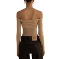 thumbnail image 3 of xiaxaixu Women Romper, Long Sleeve Off Shoulder See Through Solid Color Spring Summer Bodysuit Jumpsuit, 3 of 7