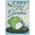 thumbnail image 2 of Northlight Life is Better in the Garden Green Frog Outdoor House Flag - 28" x 40", 2 of 7