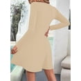 thumbnail image 3 of Womens Fall Long Sleeve Mini Dress Wrap V Neck Flowy Swing A-Line Casual Dressy Business Work Dresses  L, 3 of 6