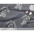 thumbnail image 2 of Soimoi Polyester Crepe Fabric Leaves,Bird & Floral Block Printed Fabric 1 Yard 52 Inch Wide, 2 of 3