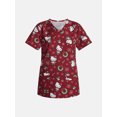 thumbnail image 5 of Hello Kitty Women's Holiday Scrub Top with Short Sleeves, Sizes S-XXXL, 5 of 5