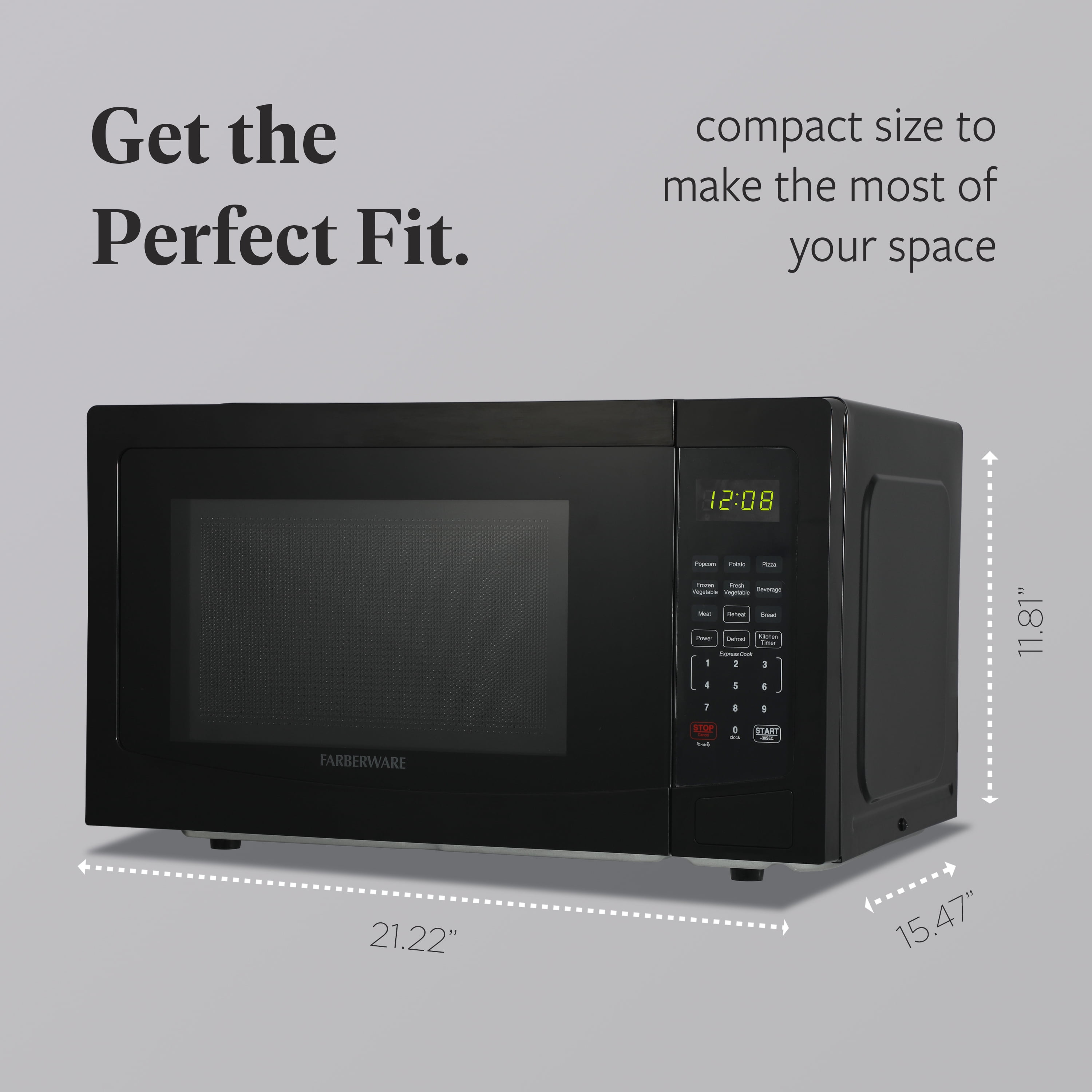 Farberware 1.1 cu ft Microwave Oven, 1000W Countertop Microwave Oven with 8 Auto Cook Programs, Black