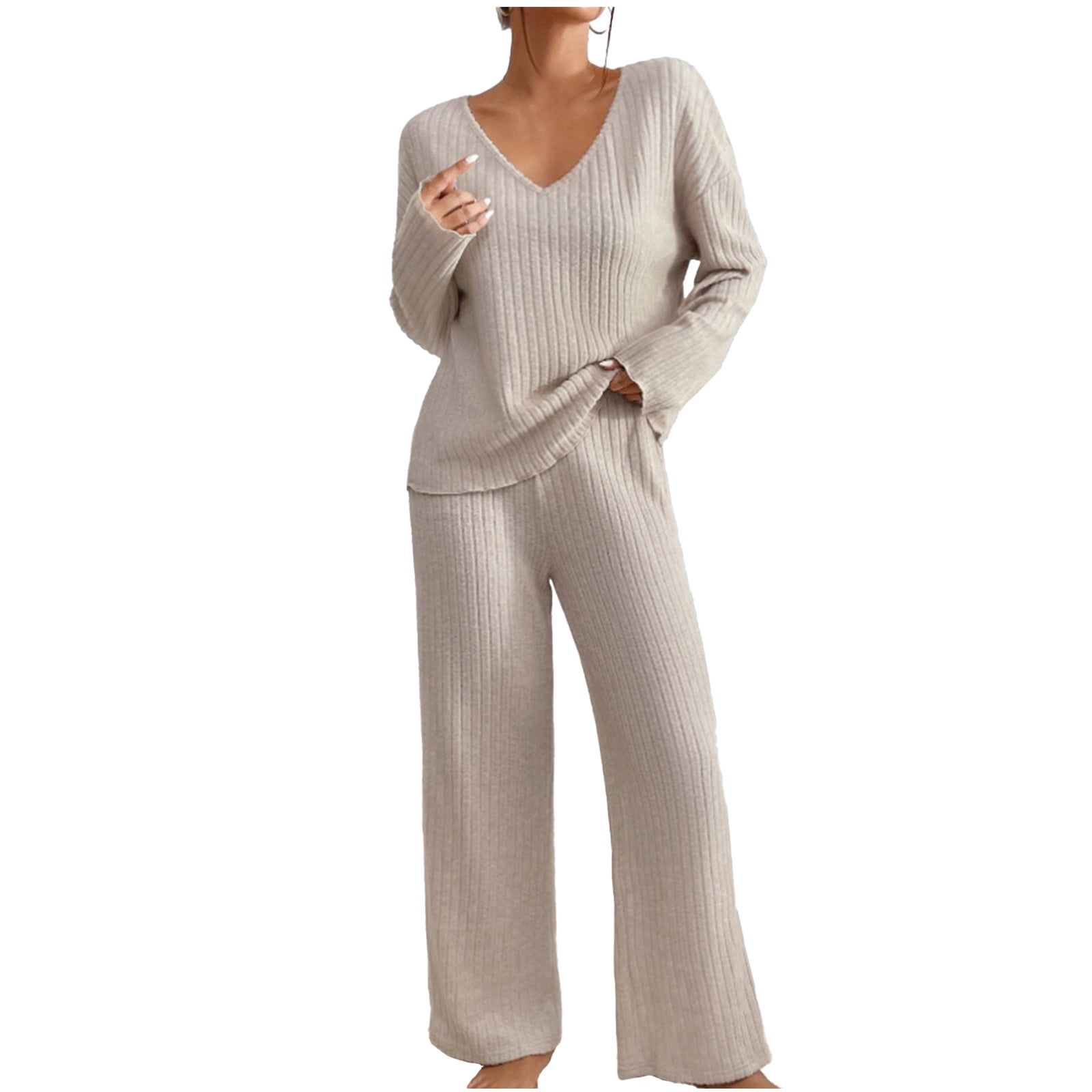 Yuson Girl Trainingspakken, gebreide 2-delige sweatersets, rond hals, kleurgeblokkeerde truien, tops, wijde pijpen, loungewear sets Yuson Girl Trainingspakken, gebreide 2-delige sweatersets, rond hals, kleurgeblokkeerde truien, tops, wijde pijpen, loungewear sets