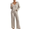 thumbnail image 2 of Augper Women's 2023 Fall Sweater Set 2 Piece Outfits Cable Knit Chunky Crew Neck Pullover Top Pants Loungewear, 2 of 8