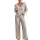 thumbnail image 2 of Puntoco Conjunto de pantalones casuales de manga larga con cuello redondo y punto sólido a la moda para mujer Puntoco Puntoco-5457, 2 of 8
