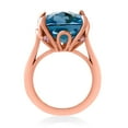 thumbnail image 3 of Gem Stone King 18K Rose Gold Plated Silver London Blue Topaz and Pink Lab Grown Diamond Engagement Ring for Women (13.10 Cttw, 14MM Cushion, Size 7), 3 of 4