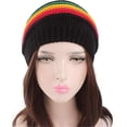 thumbnail image 2 of Moda Bob Marley Reggae jamaicano Gorra multicolor a rayas Sombrero Rasta Slouchy Baggie Beanie Skullies Gorro Rasta Mujer, 2 of 5