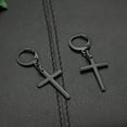 thumbnail image 3 of OIDEA Black Punk Cross Earrings  Stainless Steel Dangle Hoops for Easter Christmas Halloween, 3 of 5