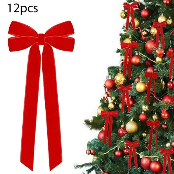 12pcs Christmas Velvet BowsVintage Velvet Ribbon BowsChristmas Tree Outdoor Indoor Decora Decorationsfor Decor