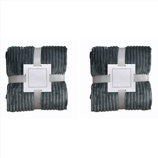 2X Manta de Felpa de Franela para Sofá Manta Suave Colcha de Color Sólido de Felpa para Regalo de Cama, H