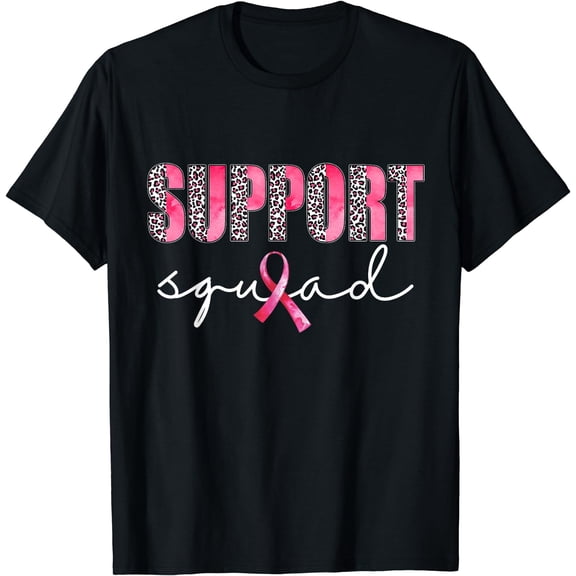 Support Squad Leopard Pink Warrior Breast Cancer Awareness T-Shirt