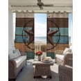 thumbnail image 6 of Texas Star Kitchen Curtains Teal Brown Farmhouse Wooden Country Cafe Short Curtains for Bathroom Blackout Window Curtain Grommet Small Window Treatment Tier Drapes for Bedroom Living Room 42"x45"x2, 6 of 9