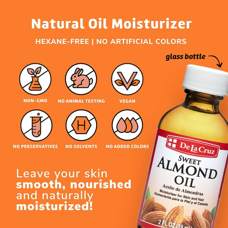 2 pack) De La Cruz Sweet Almond Oil, Expeller Pressed Moisturizer