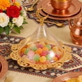 thumbnail image 3 of Gold Metal Serving Dish with Acrylic Dome - 20cm Eid & Party Dessert Tray, Cake Stand with Star & Moon Design for Candy, Turkish Delight, Home Decor, 3 of 5