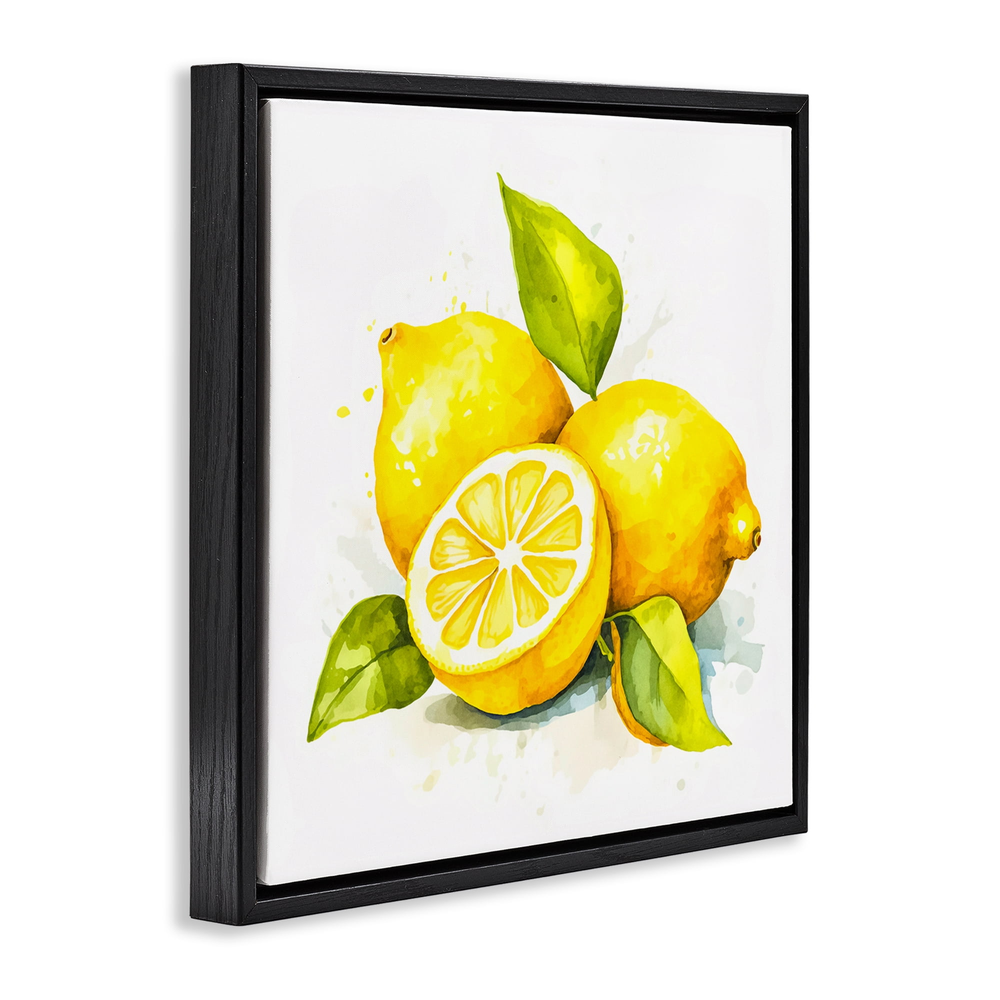 Stupell Industries Lemon Harvest Fruits Food & Beverage Painting Black Floater Framed Canvas Art Print Wall Art, 25 x 25