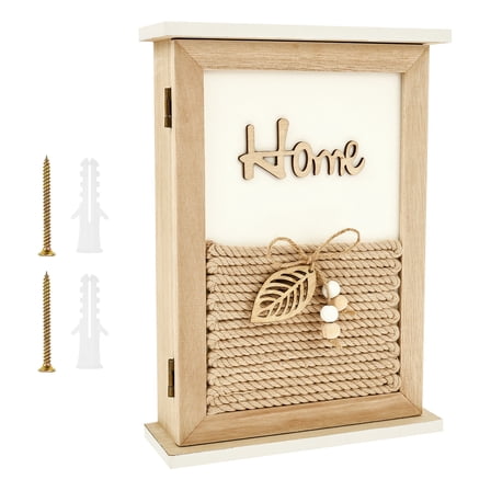 Vintage Wood Key Box Holder With Lock Flexible Placement Aesthetic Key Storage Cabinet for Entrance Hallway Living Room