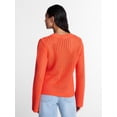 thumbnail image 4 of Time and Tru Women’s Textured Cotton Sweater with Long Sleeves, Lightweight, Sizes XS-XXXL, 4 of 6