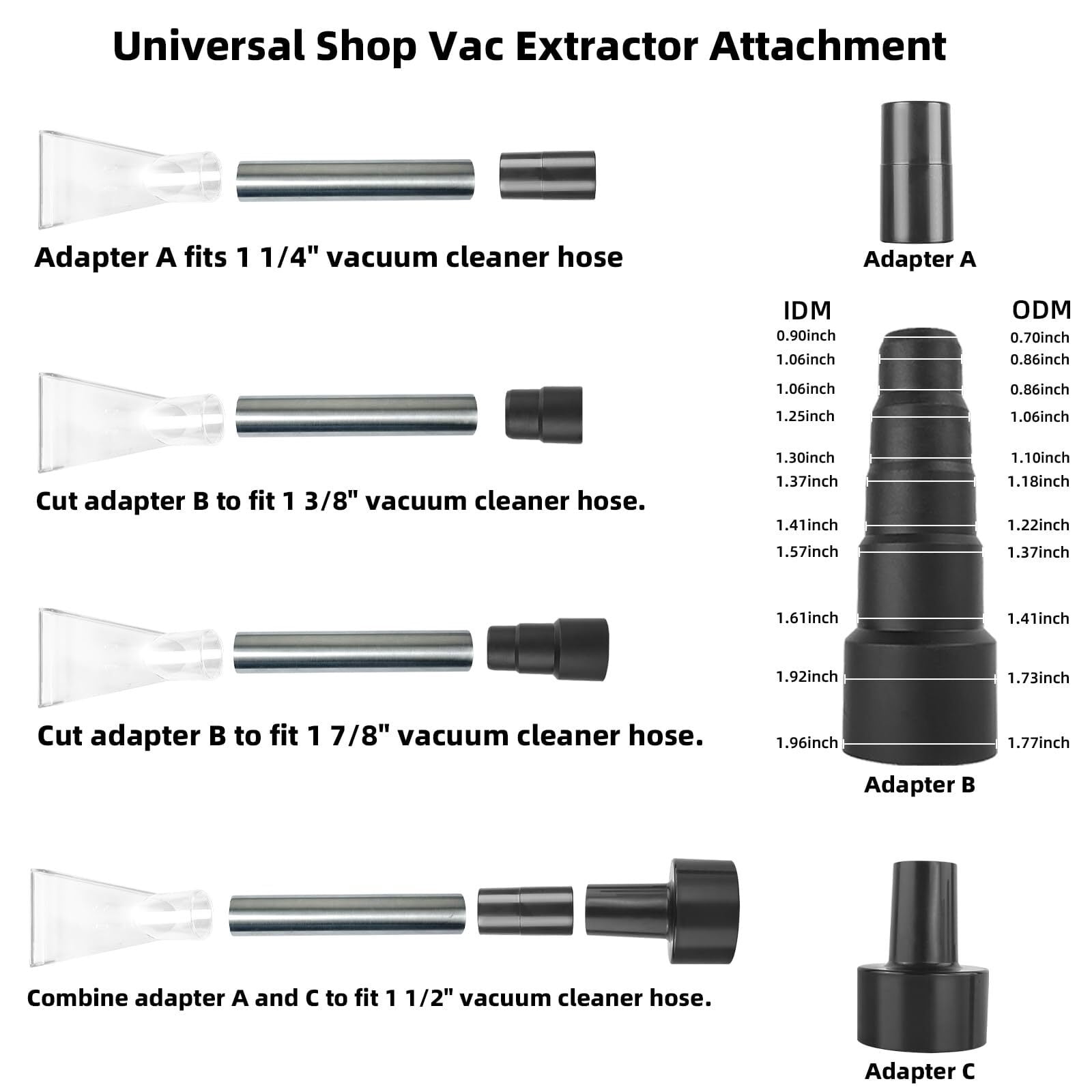 Shop Vac Extractor Attachment for Carpet Upholstery Car Detailing, Small and Large Head