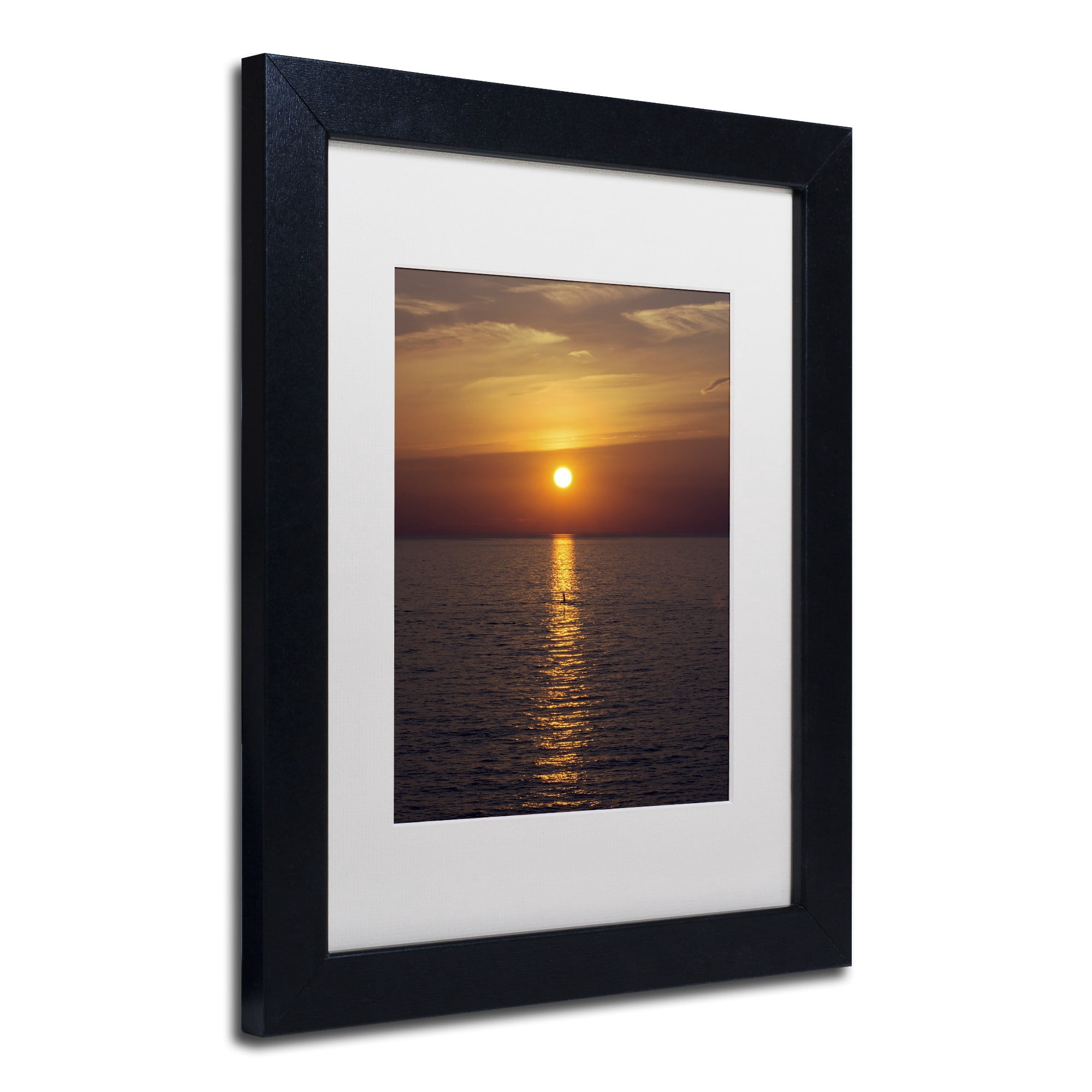 Trademark Fine Art "Sunset Paddleboard" Canvas Art by Kurt Shaffer, White Matte, Black Frame