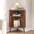 thumbnail image 4 of Bathroom Storage Cabinet, 31.5" Narrow Floor Corner Storage Cabinet with Fluted Doors & Shelves, Walnut, 4 of 9