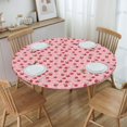 thumbnail image 6 of muroi Round Tablecloth Pink Cherry Round Fitted Tablecloth with Elastic Edge, Waterproof Oil Proof Table Cloth Wipe Clean Table Cover for Indoor and Outdoor Fits Small, 6 of 6