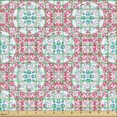 thumbnail image 2 of Ambesonne Floral Fabric by the Yard Upholstery, Mosaic Damask Rounds Eastern, 10 Yards, Pastel Pink and Seafoam, 2 of 5