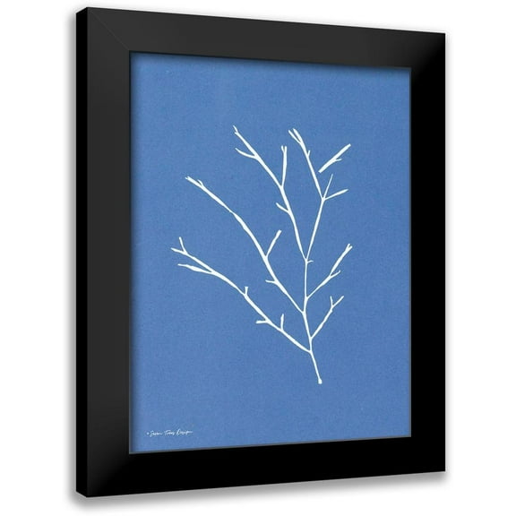 Seven Trees Design 12x14 Black Modern Framed Museum Art Print Titled - Blue Botanical III