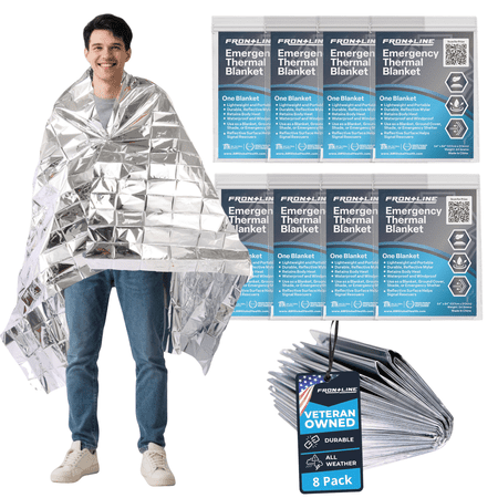 Frontline Emergency Blanket 8 Pack Mylar Thermal Blanket for Emergencies