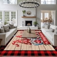 thumbnail image 3 of Christmas Area Rugs 5'x7', Washable Small Throw Rugs for Laundry Room Playroom, Gnomes Poinsettia Wooden Grain Red Black Plaid Indoor Outdoor Rug Non-Slip Low Pile Carpet Runner Reversible Floor Mats, 3 of 8